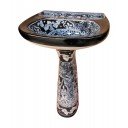 Mexican Talavera Pedestal Sink Acapulco Negro